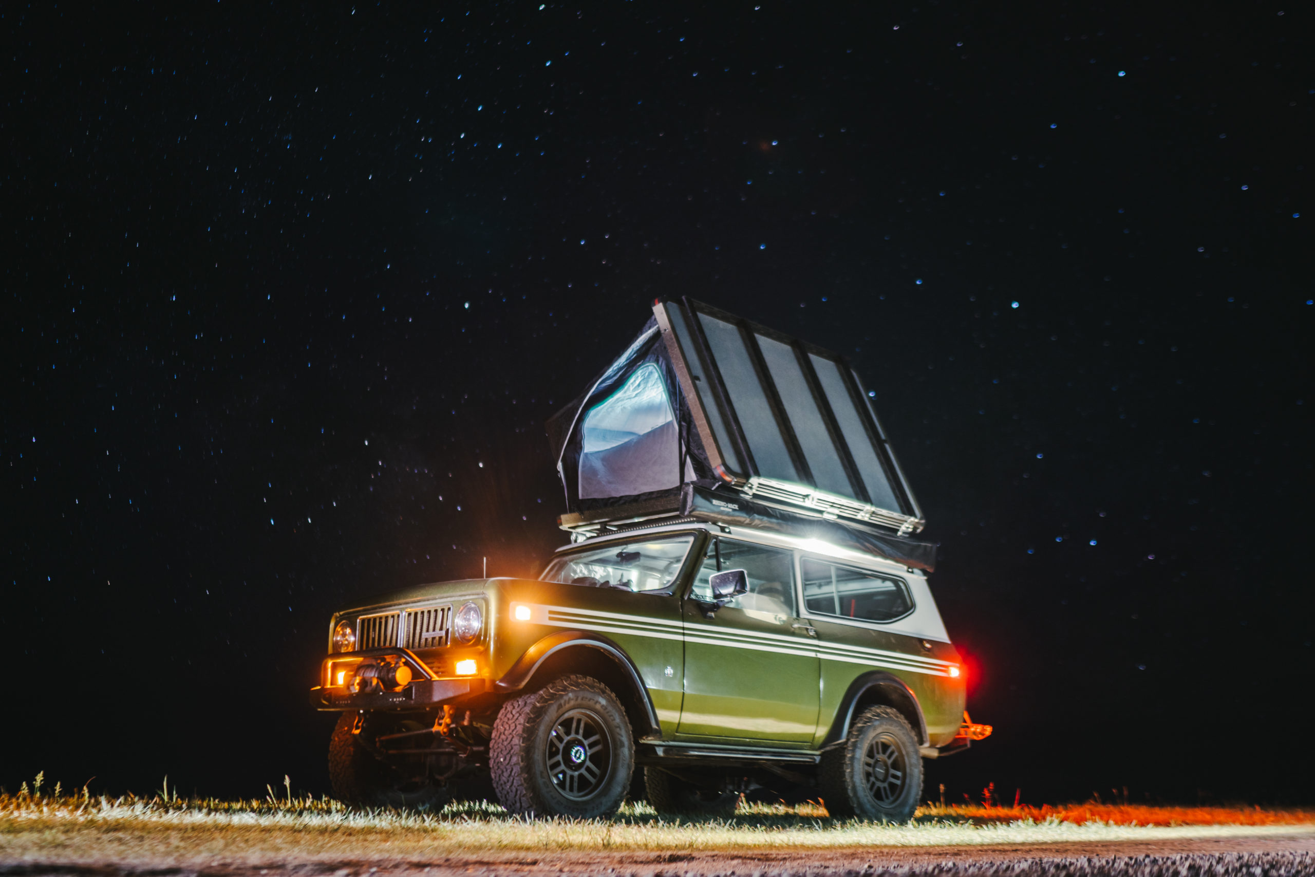 Scout II at night with stars