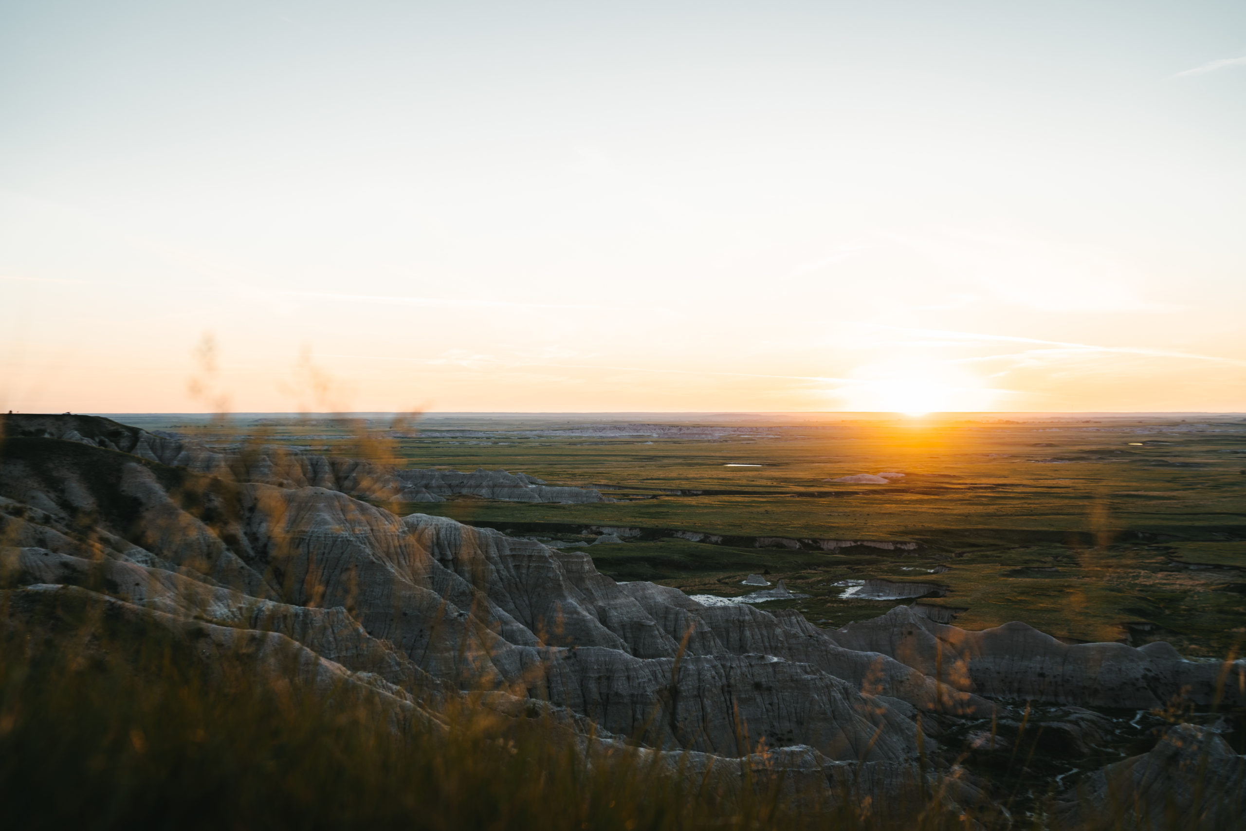 Badlands landscape sunrise