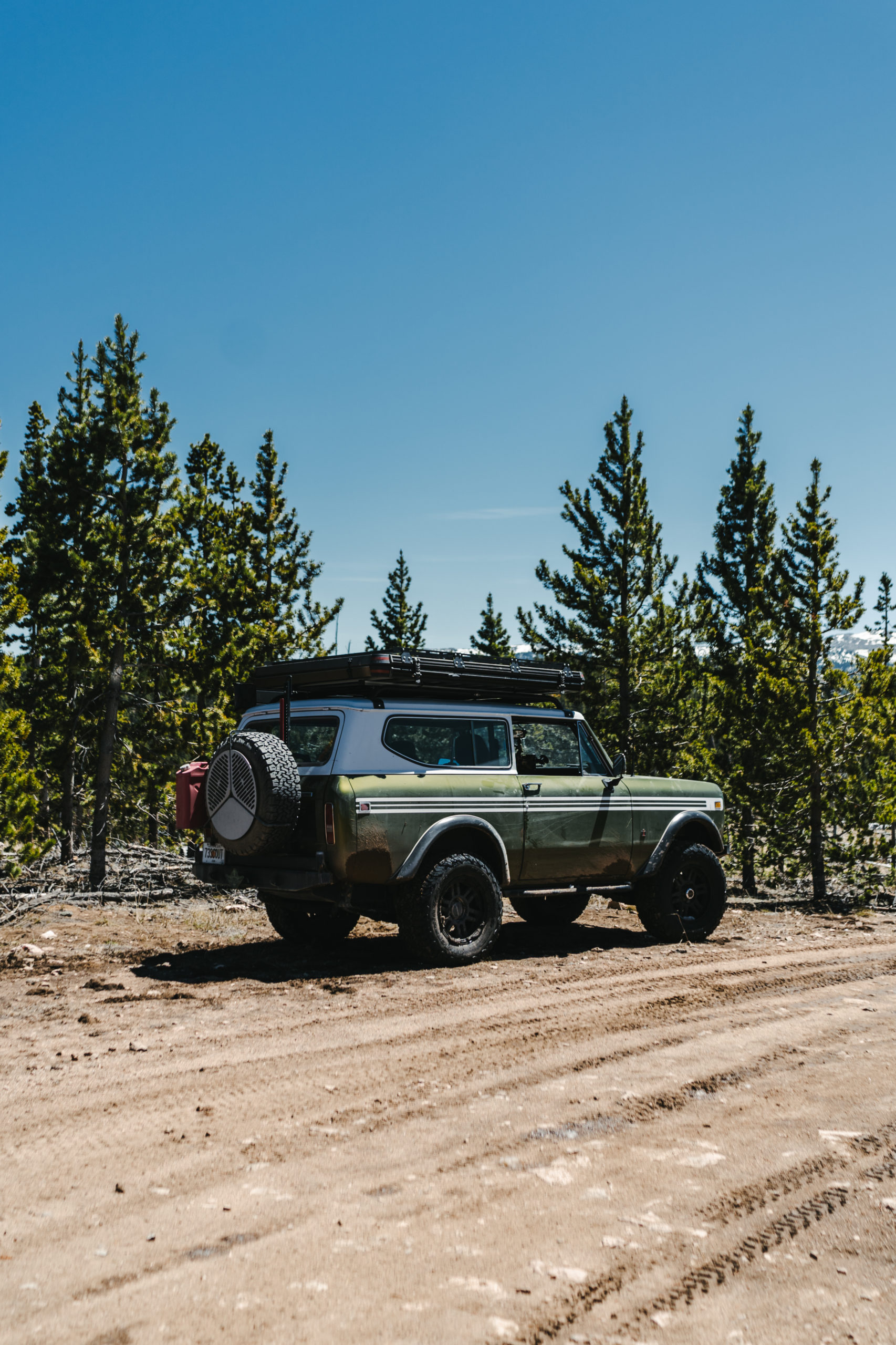 Scout II on dirt road